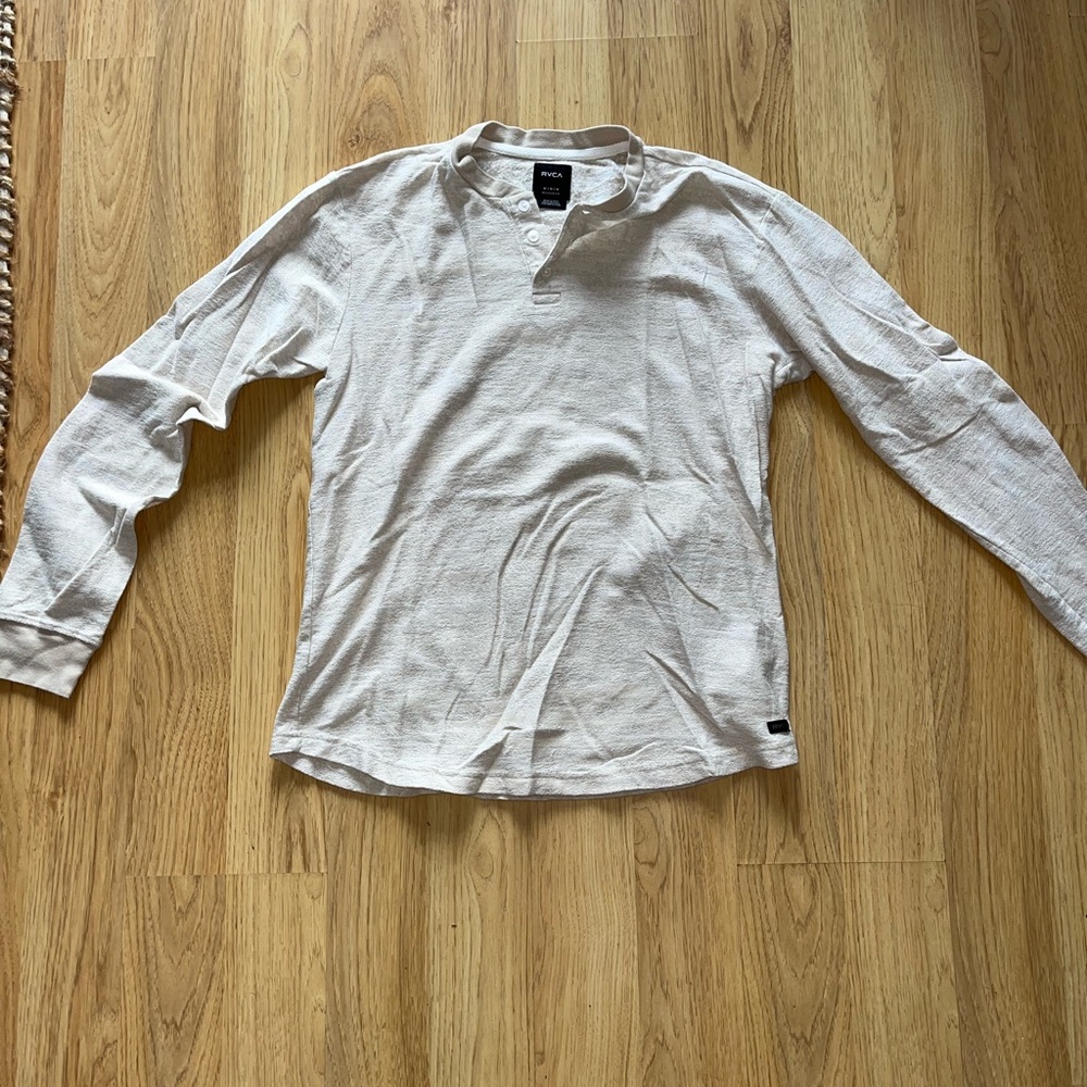 RVCA Henley long sleeve shirt in beige